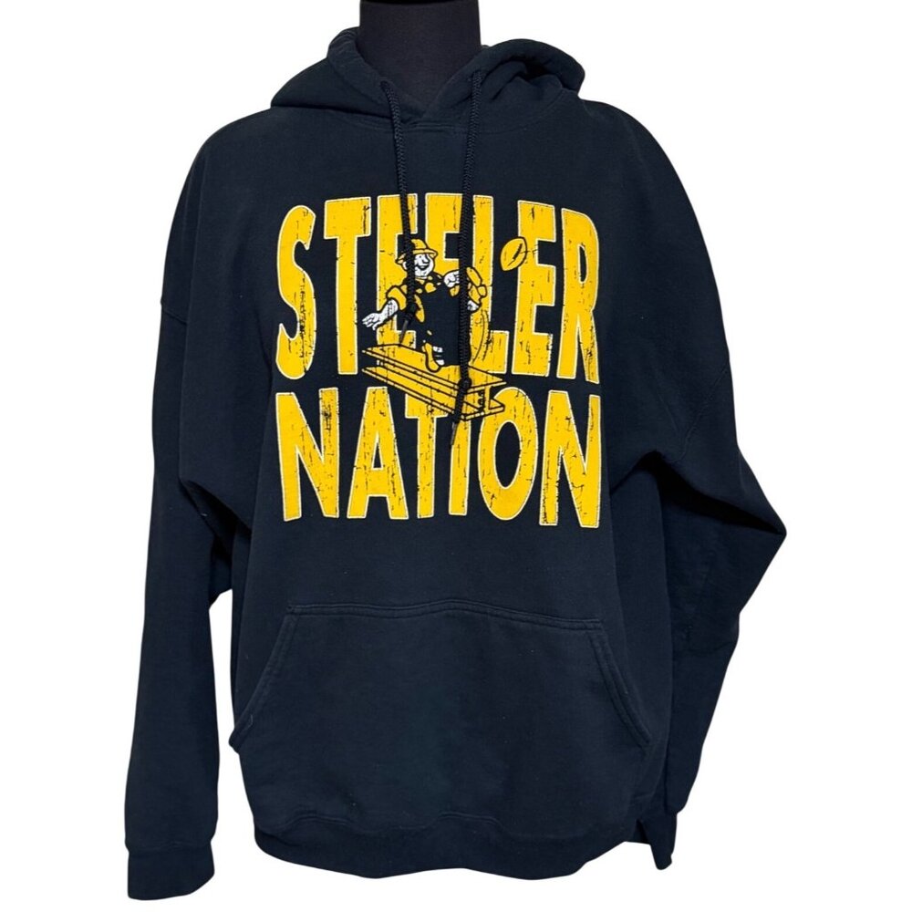 NFL Pittsburgh Steelers "Steeler Nation" w/Steely McBeam Hoodie Men's Size XL